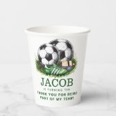 Navy green Voetbal Kinder Waterverf Papieren Bekers (Voorkant)