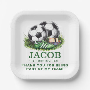 Navy green Voetbal Kinder Waterverf Papieren Bordje