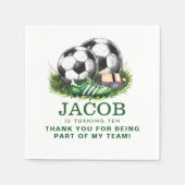 Navy green Voetbal Kinder Waterverf Servet (Voorkant)