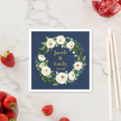 Navy Greenery Gold Gepersonaliseerde Namen Datum H Servet (Insitu)