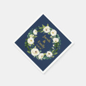 Navy Greenery Gold Gepersonaliseerde Namen Datum H Servet (Hoek)