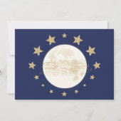 Navy Greenery Gold Two the Moon 2nd Birthday Foto Kaart (Achterkant)