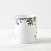 Navy Greenery Leaves Personalized 90th Birthday Koffiemok (Center)