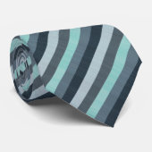 Navy Grey Blauwgroen Striped Stropdas (Opgerold)