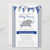 Navy Grey Elephant Polka Dot Bunting Baby shower Kaart (Voorkant)