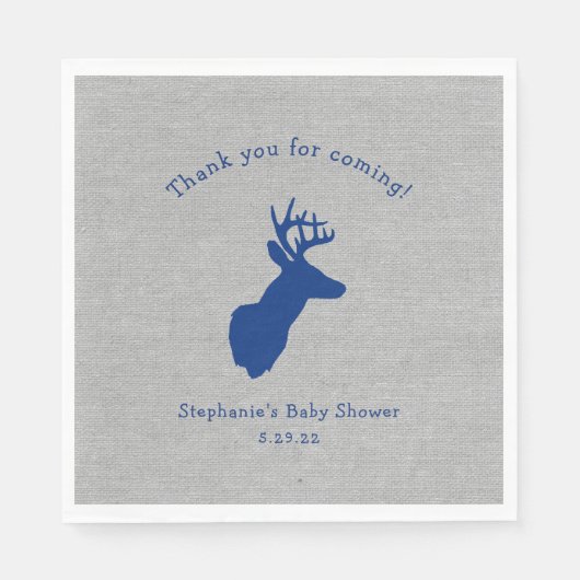 Navy Grey Oh Deer Buck Baby shower Decor Servetten (Voorkant)