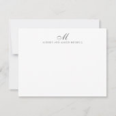 Navy Grey Script Monogram Modern Stationery Notitiekaartje (Voorkant)