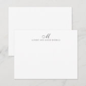 Navy Grey Script Monogram Modern Stationery Notitiekaartje (Voorkant / Achterkant)