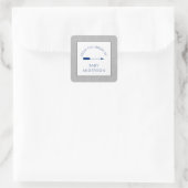 Navy Grey Tribal Arrow baby shower boekenplaat, Vierkante Sticker (Tas)