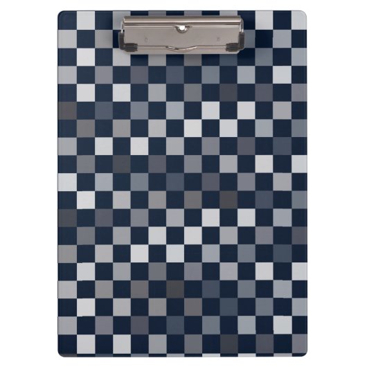 Navy Grijs Blauw Cheques Klembord (Voorkant)