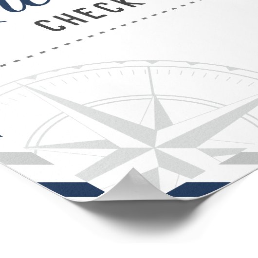 Navy Grijs Reisvliegtuig Gast Inchecken Welkom Poster (Hoek)