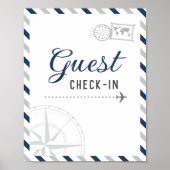 Navy Grijs Reisvliegtuig Gast Inchecken Welkom Poster (Voorkant)