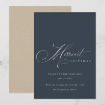 Navy Grijs Script Kerstgroet Allerfijnst