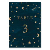 Navy grillige gouden sterren maan astronomie bruil kaart (Voorkant)