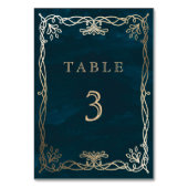 Navy grillige middeleeuwse bruiloft kaart (Achterkant)