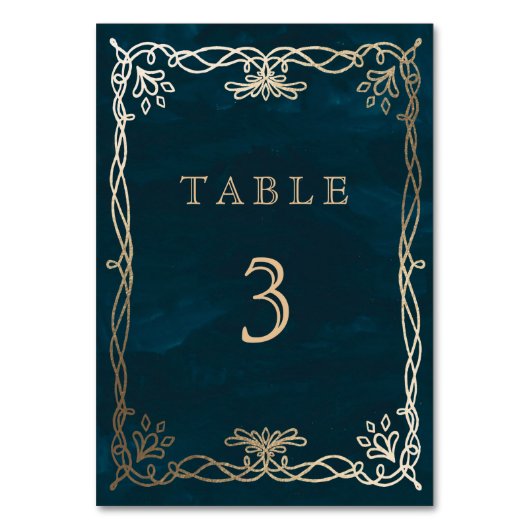 Navy grillige middeleeuwse bruiloft kaart (Achterkant)