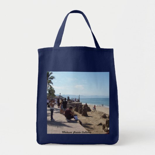 Navy Grocery Bag Malecon Tote Bag (Voorkant)