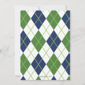 Navy & groene Argyle golfparty-uitnodigingen Kaart (Achterkant)