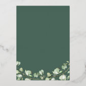 Navy groene Eucalyptus Bladeren Huwelijksjubileum Folie Uitnodiging (Achterkant)