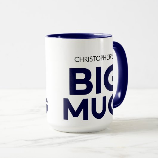 Navy Grote Mok | Enorme Mok | Aangepaste naam Mok (Voorkant rechts)