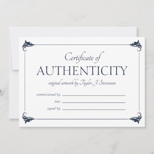Navy  Groter Certificaat van Authenticiteit (Voorkant)
