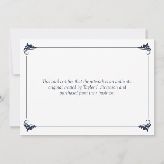 Navy  Groter Certificaat van Authenticiteit (Achterkant)