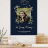 Navy Hand Lettered Chic Flourish Funeral Memorial Poster (Keuken)