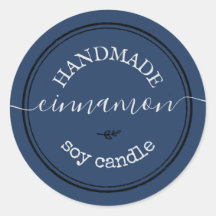 Navy Handgemaakt Schrift Zwarte Rand Productlabel