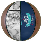 Navy Happy 1e Vaderdag Turquoise Banner Vet Basketbal (Verticaal)