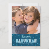 Navy Happy Hanukkah Foto Leuke Typografie Modern Feestdagenkaart (Voorkant)