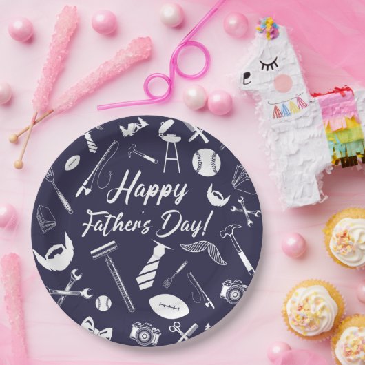 Navy Happy Vaderdag Papieren Bordje (Feest)