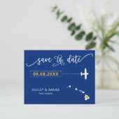 Navy Hawaii Wedding Save the Date Map Briefkaart (Staand voorkant)