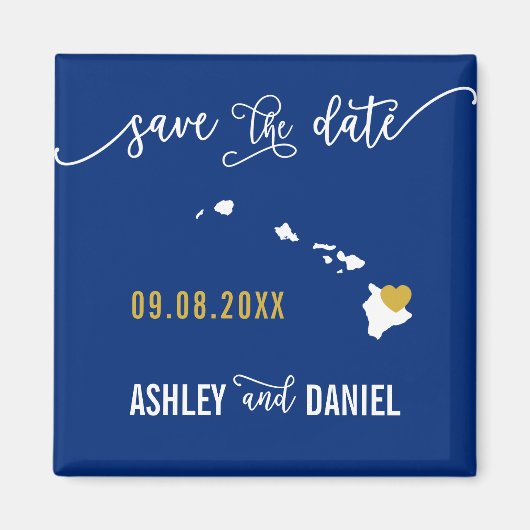 Navy Hawaii Wedding Sla de datumkaart op Magneet (Voorkant)