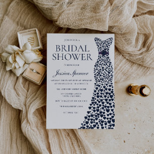 Navy Heart Dress Elegant Vrijgezellenfeest Kaart