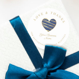 Navy Heart Love & Bedankt Support Small Business Ronde Sticker