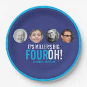 Navy hemelsblauw 40e Vier OH! foto verjaardagsfees Papieren Bordje (Voorkant)