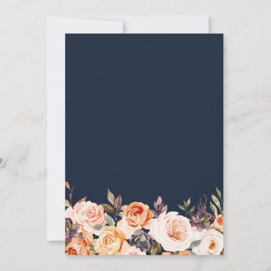 Navy herfst bloemengeometrisch vrijgezellenfeest kaart (Achterkant)