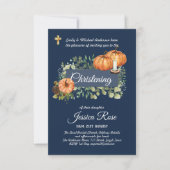Navy HERFST Christening Invites Baptisme (Voorkant)