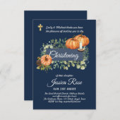 Navy HERFST Christening Invites Baptisme (Voorkant / Achterkant)