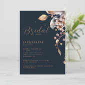 Navy Herfst Foliage Bruids Douche Uitnodiging (Staand voorkant)