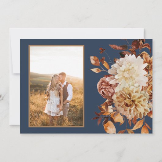 Navy Herfst Foto Save The Date (Achterkant)