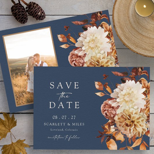 Navy Herfst Foto Save The Date
