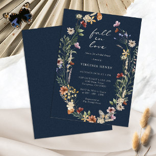 Navy Herfst in Love Bridal Shower Kaart