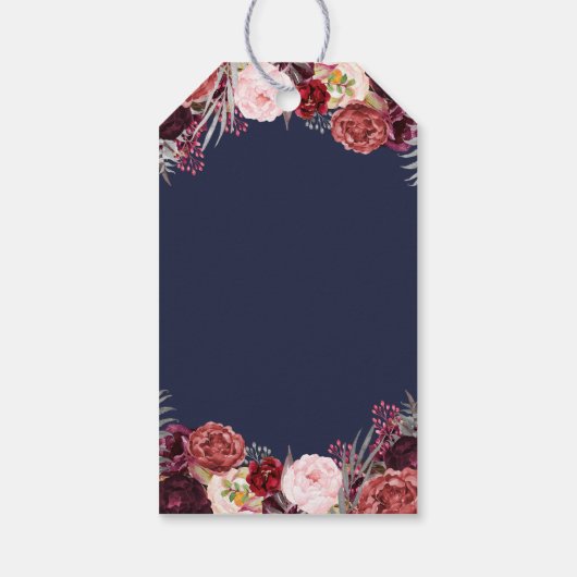 Navy Herfst Marsala Blush Pioen Bruiloft Favor Lab Cadeaulabel (Achterkant)