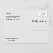 Navy Herfst Marsala Blush Pioen Save The Date Card Aankondigingskaart (Achterkant)