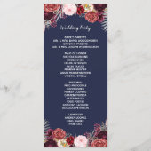 Navy Herfst Marsala Blush Pioen Trouwprogramma's Programmakaart (Achterkant)