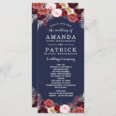 Navy Herfst Marsala Blush Pioen Trouwprogramma's Programmakaart (Voorkant / Achterkant)