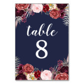 Navy Herfst Marsala Pioen Trouwtafel Aantal Kaarte Kaart (Achterkant)