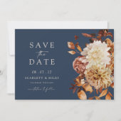 Navy herfstfoto save the date (Voorkant)