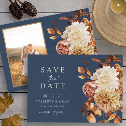 Navy herfstfoto save the date